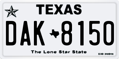 TX license plate DAK8150