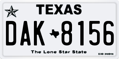 TX license plate DAK8156