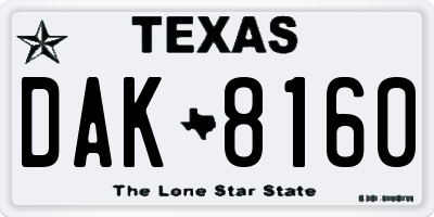 TX license plate DAK8160