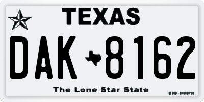 TX license plate DAK8162