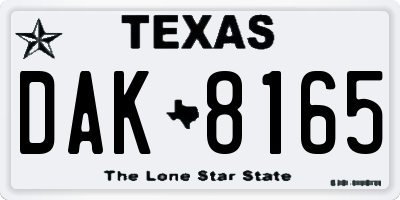 TX license plate DAK8165