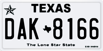 TX license plate DAK8166