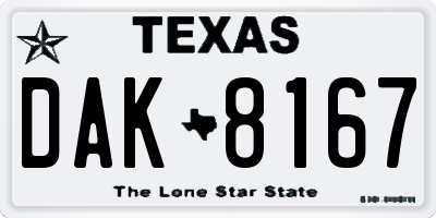 TX license plate DAK8167