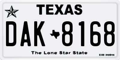 TX license plate DAK8168