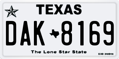 TX license plate DAK8169