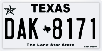 TX license plate DAK8171