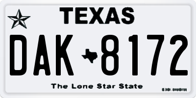 TX license plate DAK8172