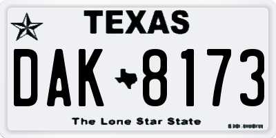 TX license plate DAK8173