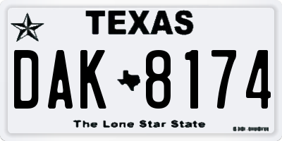 TX license plate DAK8174