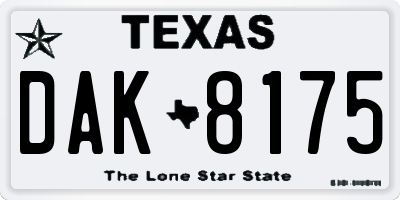 TX license plate DAK8175