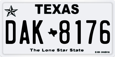 TX license plate DAK8176