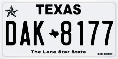 TX license plate DAK8177
