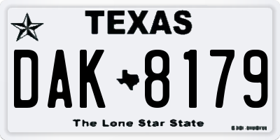TX license plate DAK8179