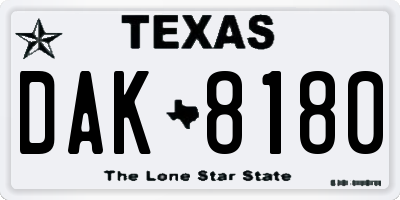 TX license plate DAK8180