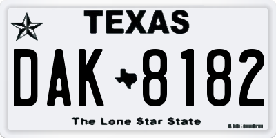 TX license plate DAK8182