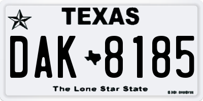 TX license plate DAK8185