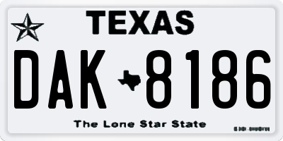 TX license plate DAK8186