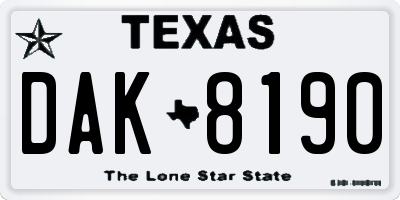 TX license plate DAK8190