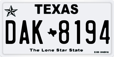 TX license plate DAK8194