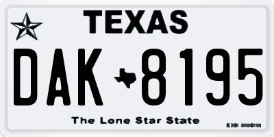 TX license plate DAK8195