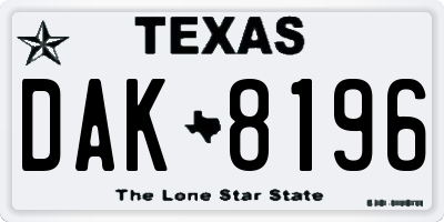 TX license plate DAK8196