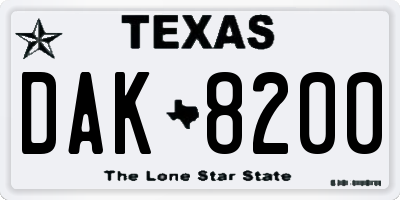 TX license plate DAK8200