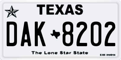TX license plate DAK8202