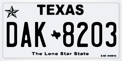 TX license plate DAK8203