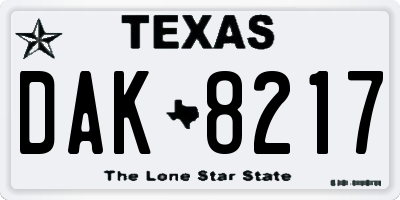 TX license plate DAK8217