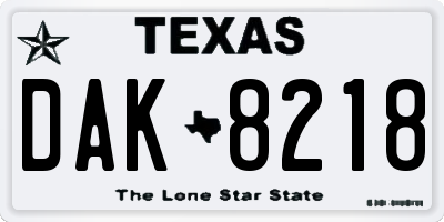 TX license plate DAK8218