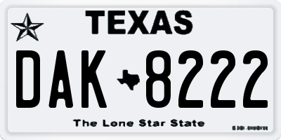 TX license plate DAK8222