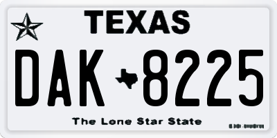 TX license plate DAK8225