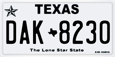 TX license plate DAK8230