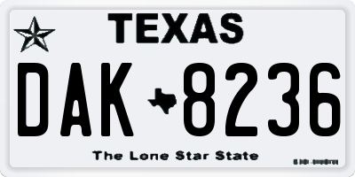 TX license plate DAK8236