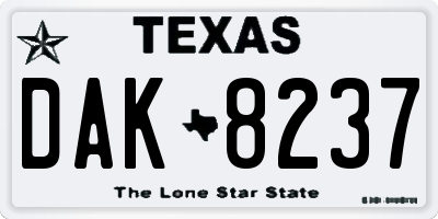 TX license plate DAK8237