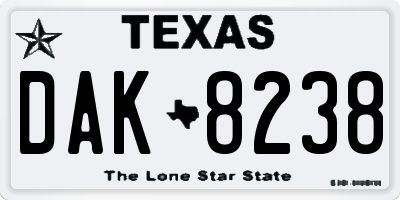 TX license plate DAK8238