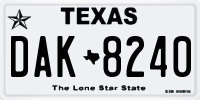 TX license plate DAK8240