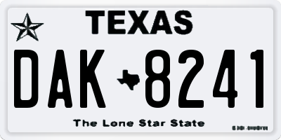 TX license plate DAK8241