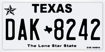 TX license plate DAK8242