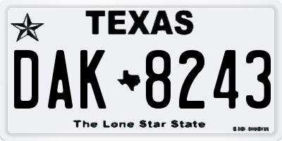 TX license plate DAK8243