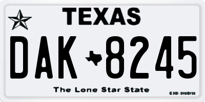 TX license plate DAK8245