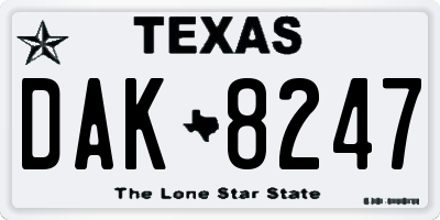 TX license plate DAK8247