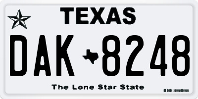 TX license plate DAK8248