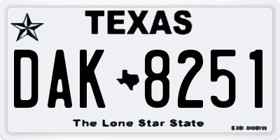 TX license plate DAK8251