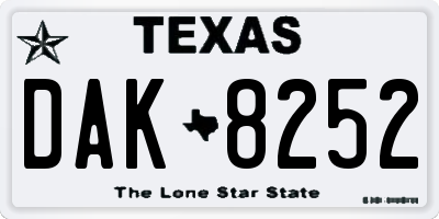 TX license plate DAK8252