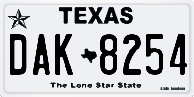 TX license plate DAK8254