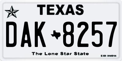 TX license plate DAK8257