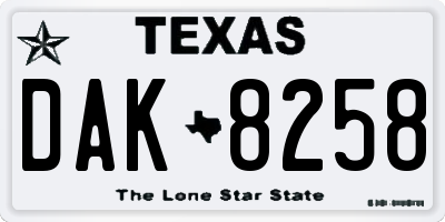 TX license plate DAK8258