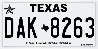 TX license plate DAK8263