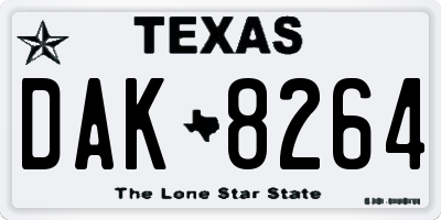 TX license plate DAK8264